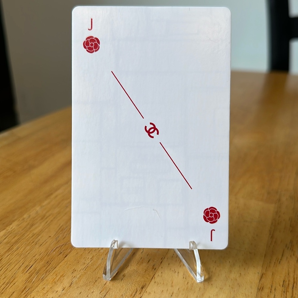 Chanel Collectible Playing Card “Red Camilla Flower” Jack with Display Stand!
